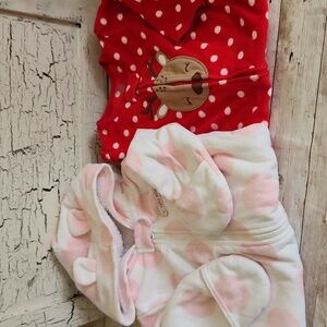 Set of 2 Carter's 9 Month Infant Girls Fleece Onsies Footed Pajamas
